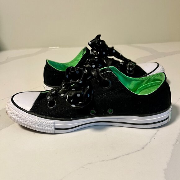 Converse Black with Polka Dot Laces All Star Sneakers – Size 9 - Picture 8 of 13